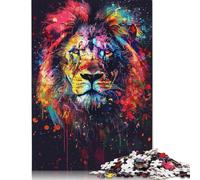 Puzzle Lions colorés, décoration d'intérieur Unique, Puzzle en Carton 100% recyclé, pour garçon ou Fille, Cadeaux d'halloween, 1 000 pièces (75 x 50 cm)