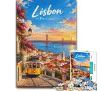 Puzzle Lisbon Portugal Tram and Bridge 1000pcs (52x38cm) avec Motif | Pour le temps libre à la maison : ce puzzle 1000 pièces adulte se prête aux longues séances de puzzle.