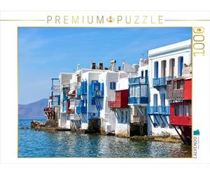 Puzzle · Little Venice à Mykonos - Balcons colorés en Bord de mer | Une île grecque de rêve avec des eaux turquoises et des maisons… · 1000 pièces · Format assemblé 64 × 48 cm · CALVENDO Puzzle