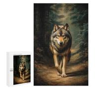 Puzzle Loisir Wolf Walking on A Forest Path pour Adultes, 1000 PCS, comme Loisir Apaisant pour Les Passionnés, pour Les Heures De Détente