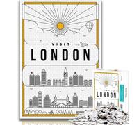 Puzzle Londres Royaume-Uni 1000 pièces pour Adultes et Adolescents, Jeu Familial Anti-Stress, défi Difficile, Cadeaux du Père Noël Secret 38x26cm