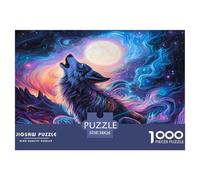 Puzzle Loup 1000 Pieces pour Adultes,Coloré de Fantasy Cosmic Un Jeu De Dexérité Très Difficile Puzzle Éducatif l'art De La Décoration Moderne 38x26cm/1000pcs