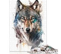 Puzzle Loup à l'aquarelle 1000 pièces Puzzle Adulte Puzzles pour Adultes Puzzles Puzzles pour Adultes 1000 pièces (75x50cm)