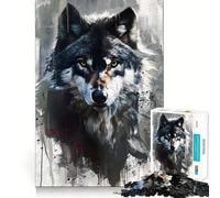 Puzzle Loup Aquarelle 1000 Pièces Jeu de Création et de Développement Assemblage précis Activité de Partage en Famille (50x75cm)