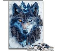 Puzzle Loup Aquarelle 1000 pièces pour Adultes et Adolescents, Jeux Amusants, décoration Murale, Cadeaux d'anniversaire et de Noël Uniques (26x38cm)