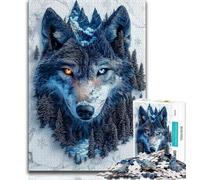 Puzzle Loup Aquarelle pour Adultes et Adolescents Ce Puzzle Relax Games est Un pour Toute la Famille (75x50cm)