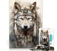 Puzzle Loup Arctique Spirituel 1000 Pièces pour Adolescents Jeu d'Éveil Mental Design Relaxant et Amusant Cadeau Parfait 50x75cm
