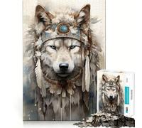 Puzzle Loup Arctique Spirituel 1000 Pièces pour Adolescents Jeu Mental Anti-Anxiété Découpe Premium Cadeau Élégant 38x52cm