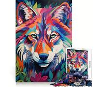 Puzzle Loup Attirant pour Adultes 1000 Pièces Exercice Mental Loisirs Conscience Coffret Cadeau Spécial (50x75cm)