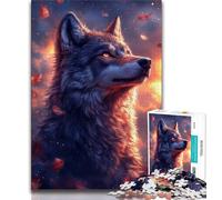 Puzzle Loup au Coucher du Soleil 1000 pièces pour Adultes et Adolescents, idéal pour Tuer Le Temps en Vacances avec des pièces de Formes aléatoires entièrement emboîtables (38x26cm)