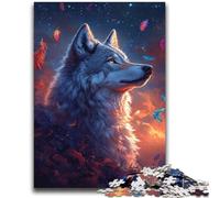 Puzzle Loup au Coucher du Soleil 2000 pièces pour Adolescents, pour soulager Le Stress et renforcer l'amour Entre Couples (70x100cm)