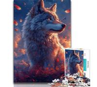 Puzzle Loup au Coucher du Soleil pour Adolescents 1000 Puzzles, Jeu Stimulant et décoration Murale familiale, Cadeaux d'anniversaire et de Noël Uniques (38x26cm)