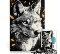 Puzzle Loup aux Feuilles Dorées 1000 Pièces Jeu de Logique et de Découpe Expert Exercice Mental Calme à la Maison (50x75cm)