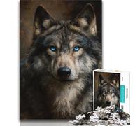 Puzzle Loup aux Yeux Bleus pour Adultes et Adolescents, 1 000 pièces, Aide Le Cerveau à exercer des Jouets addictifs pour cultiver la Patience Une œuvre d'art (50x75cm)