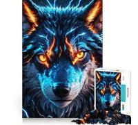 Puzzle Loup aux Yeux d'éclair 1000 pièces Jeu de logique et de réflexion Découpe Experte Artisanat de qualité Exercice Mental Calme à Faire à la Maison (38x26cm)