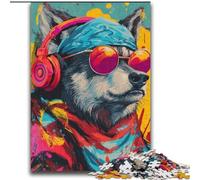 Puzzle Loup avec Casque 2000 Pièces pour Adultes, à partir de 14 Ans, Casse-tête, Jeux Familiaux, Cadeaux de Noël et d'anniversaire (70x100cm)