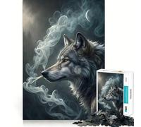 Puzzle Loup avec fumée dans la forêt pour Adolescents 1000 pièces Jeu de réflexion Amusant et sans accroc Une façon captivante de Passer Le Temps (38x26cm)
