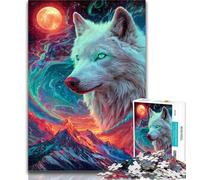 Puzzle Loup Blanc 1000 pièces pour Adolescents, 1000 pièces pour Adultes et Adolescents Relax Games est Un pour Toute la Famille 50x75cm
