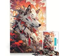 Puzzle Loup Blanc à Marques Rouges 1000 Pièces Stimule la mémoire Ludique Qualité Professionnelle pour développer l'esprit (50x75cm)