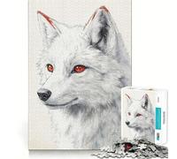 Puzzle Loup Blanc aux Yeux Rouges 1000 Pièces Développe la mémoire,ludique et de qualité Professionnelle pour stimuler l'esprit (38x26cm)