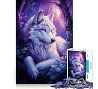 Puzzle Loup Blanc dans la Forêt 1000 Pièces Découpe Laser pour Un Ajustement Parfait Activité de Partage en Famille (50x75cm)