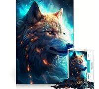 Puzzle Loup Blanc dans la Nébuleuse 1000 Pièces Jeu de Construction Assemblage Parfait Activité Récompenseuse pour Les Jours de Pluie (50x75cm)