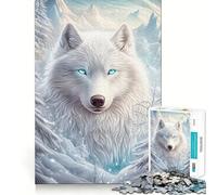 Puzzle Loup Blanc en Hiver pour Adultes 1000 Pièces Jeu de Réflexion Stimulant Structure à Emboîtement Précise Facile à Apprendre Plaisir en Famille (38x26cm)