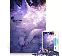 Puzzle Loup Blanc Endormi avec Motifs pour Adultes 1000 Pièces Jeu de Réflexion Jeu de Précision Cadeau Unique et Amusant à Partager 38x26cm