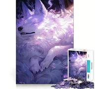 Puzzle Loup Blanc Endormi avec Motifs pour Adultes 1000 Pièces Stimule la Mémoire Soulage Le Stress Bords Lisse 50x75cm