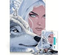 Puzzle Loup Blanc et Prêtresse 1000 pièces pour Adolescents Jeu Stimulant l'esprit Assemblage sûr et Solide Activité Amusante en Famille Le Soir (38x26cm)