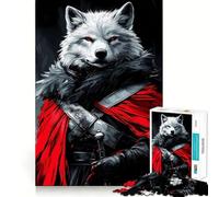 Puzzle Loup Blanc Guerrier pour Adultes 1000 Pièces Jeu de Stimulation Cérébrale Taille Uniforme Pièces Précises pour Les Voyages (38x26cm)