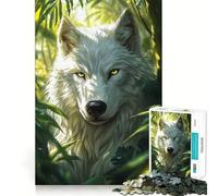 Puzzle Loup Blanc Renard dans la Jungle 1000 Pièces Jeu de Réflexion Assemblage Stable Pièces Ne Déplaçant Pas de Déplacement Passe-Temps Agréable pour Les Longs Week-Ends (50x75cm)