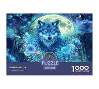 Puzzle Loup Bleu, Attrape-rêves, Ciel Galactique pour Adultes,52x38cm/1000pcs,Jeu Éducatif,décoration De La Maison,