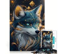 Puzzle Loup Bleu Mystique 1000 Pièces Adultes Jeu de réflexion pour Partager Un Moment Convivial Découpe soignée Surprise d'anniversaire (50x75cm)
