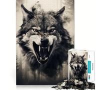 Puzzle Loup Chasseur Nocturne 1000 pièces Jeu de réflexion de qualité supérieure,découpé au Laser Exercice Mental Calme à Faire à la Maison (38x26cm)