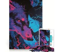 Puzzle Loup Coloré 1000 Pièces Activité Ludique et sans Bavures Pièces Nettement Découpées Idéal pour des Soirées Calmes (50x75cm)