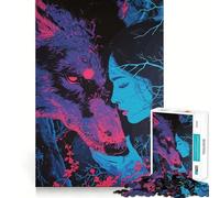 Puzzle Loup Coloré 1000 Pièces Jeu de Mémoire Découpe Laser de Qualité Supérieure Activité Absorbante pour des Soirées Calmes (38x26cm)