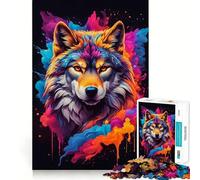 Puzzle Loup Coloré 1000 Pièces Jeu de Réflexion Amusant Conception sans Espace Emboîtement Parfait pour Les Réunions de Famille (50x75cm)