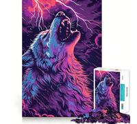 Puzzle Loup Coloré 1000 Pièces pour Adultes Jeu de Mémoire Amusant Découpe Expert Activité de Groupe Relaxante en Intérieur (38x52cm)