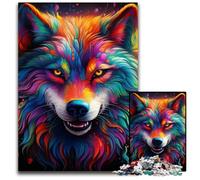 Puzzle Loup coloré 1000 pièces, Puzzle Difficile pour Adultes et Adolescents, soirée de Jeux en Famille, idée Cadeau stimulante pour Le Cerveau 50x75cm / 19,68x29,52 Pouces