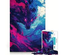 Puzzle Loup Coloré 1000 Pièces Stimulant la Cognition Amusant Pièces Nettement Découpées sans Bavures Jouet de Loisirs d'Intérieur pour Les Fêtes (38x52cm)