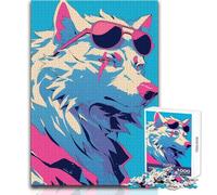 Puzzle Loup Cool avec Lunettes de Soleil 1000 Pièces - Jeu de Développement Cognitif Amusant - Cadeau Spécial et Attentionné - Dimensions:38x26cm