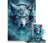 Puzzle Loup Cyberpunk Néon pour Adultes 1000 Pièces Stimule la Concentration Jeu Amusant Taille Uniforme Pièces Précises Activité de Renforcement des Liens Sociaux (38x26cm)