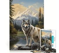 Puzzle Loup dans la forêt 1000 pièces Jeu de logique et de réflexion Découpe Experte Artisanat de qualité Exercice Mental Calme à Faire à la Maison (38x52cm)