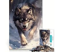 Puzzle Loup dans la Neige pour Adolescents 1000 pièces Jeu de réflexion Découpe Laser pour Un Assemblage Parfait Exercice Mental Calme à la Maison (50x75cm)