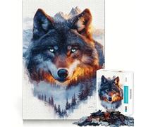Puzzle Loup dans Les Montagnes 1000 pièces Jeu Stimulant pour Le Cerveau Ajustement Parfait Divertissement Confortable à l'intérieur pour Tous (50x75cm)