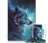 Puzzle Loup dans l'espace Galaxie 1000 Pièces Stimulation Cognitive Amusant Pièces Nettement Découpées sans Bavures Jouet de Loisirs d'Intérieur pour Les Fêtes (38x52cm)