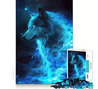 Puzzle Loup dans l'espace Galaxie 1000 Pièces Stimulation Cognitive Amusant Pièces Nettement Découpées sans Bavures Jouet de Loisirs d'Intérieur pour Les Fêtes (38x52cm)