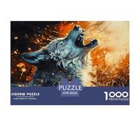 Puzzle Loup De 1000 Pièces pour Adultes,Feu de Fantasy Un Jeu De Dexérité Très Difficile Puzzle Éducatif Aux Défis 38x26cm/1000pcs