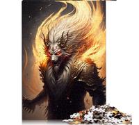 Puzzle Loup de feu pour Adultes et Enfants, Puzzle en Bois avec Affiche Assortie et Feuille de Quiz 14,96 x 20,47 Pouces